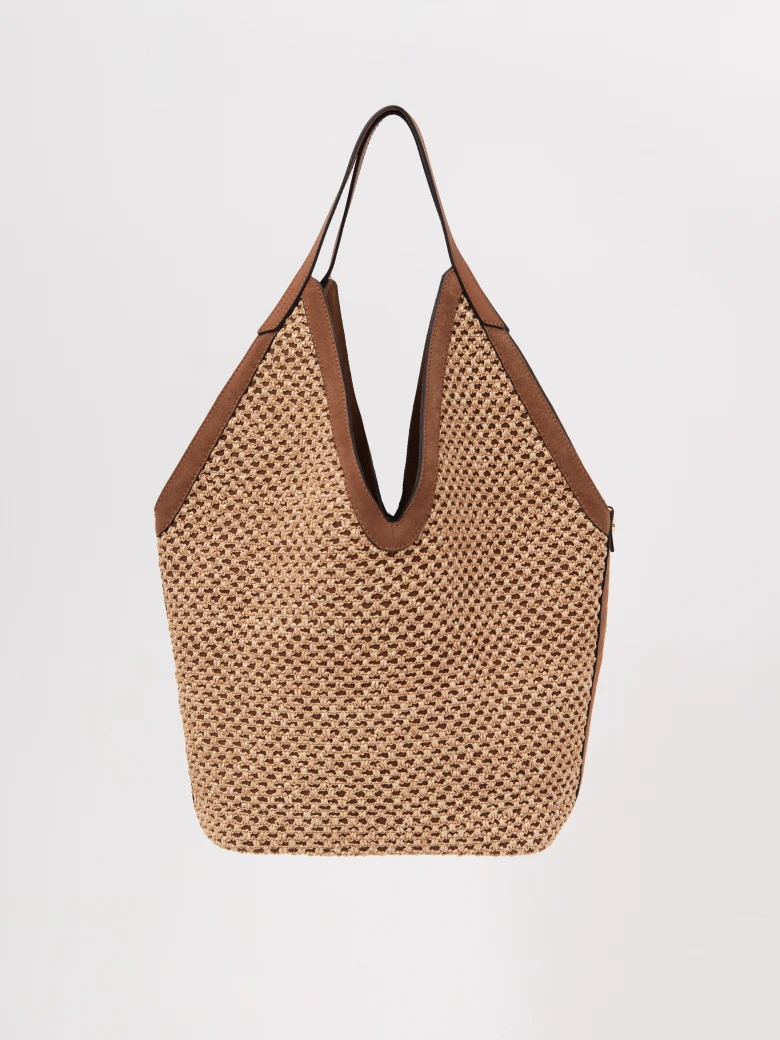 Large suede bag with braided trim
