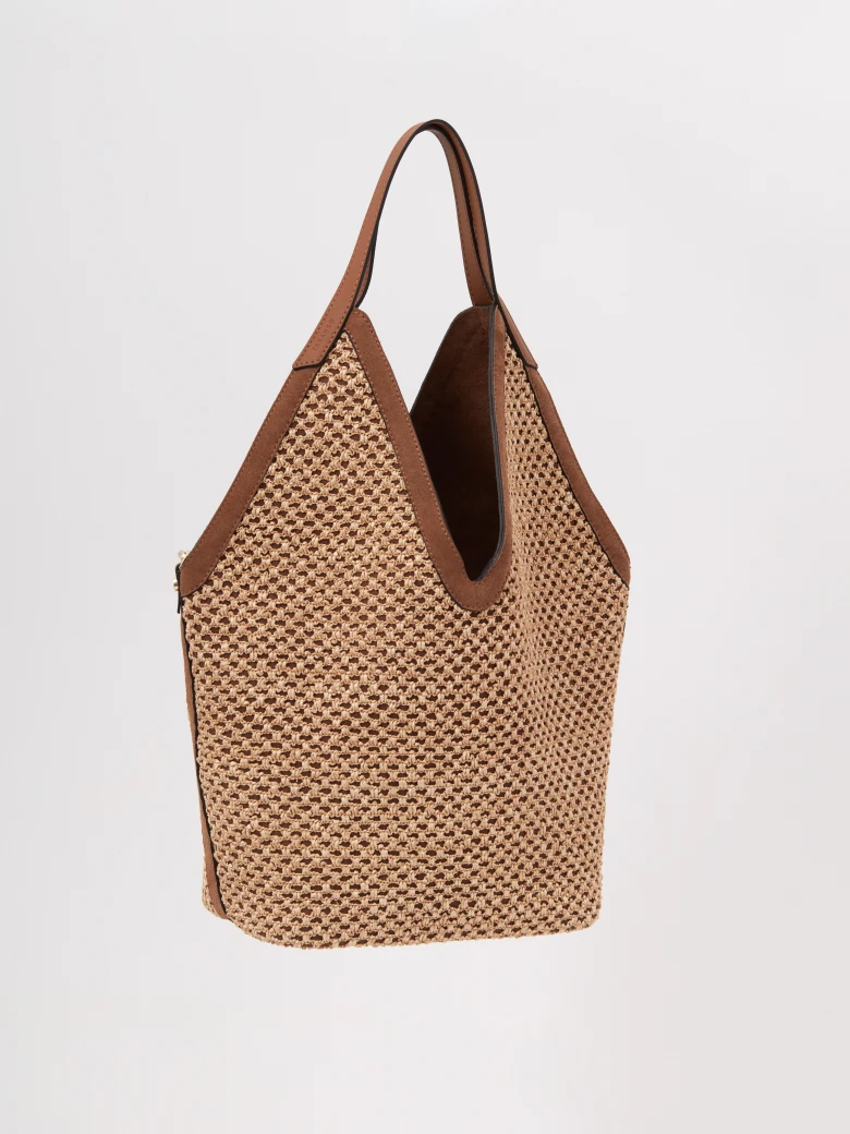 Large suede bag with braided trim