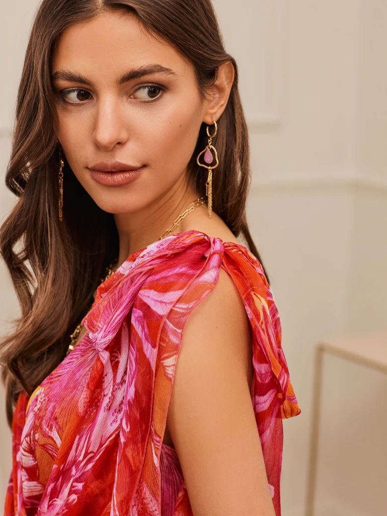 SILK DRESS WITH RUFFLES