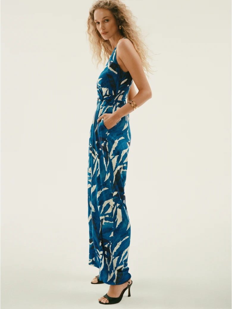 Blue-patterned jumpsuit