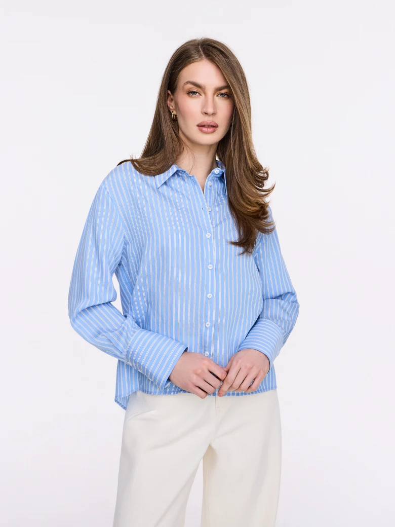 Blue striped shirt with wide cuffs