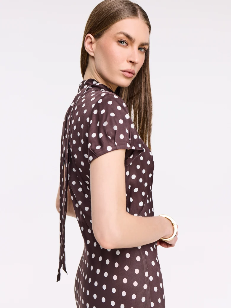 Midi dress with white polka dots