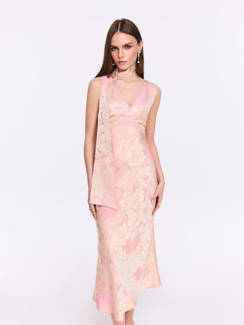 Pink midi dress with light flowers