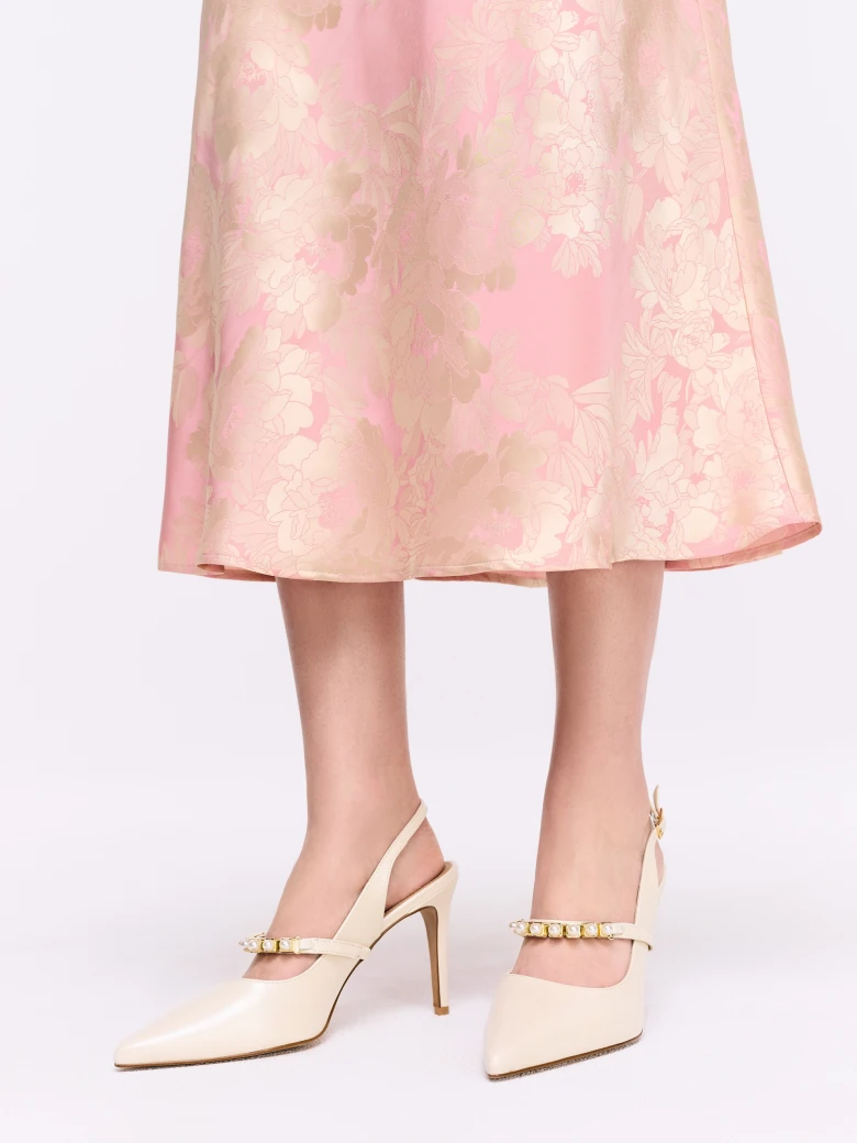 Pink midi dress with light flowers