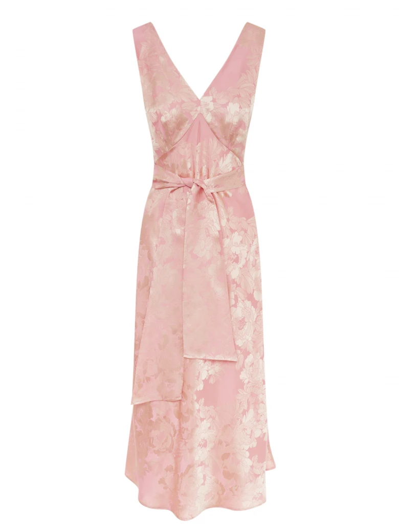 Pink midi dress with light flowers
