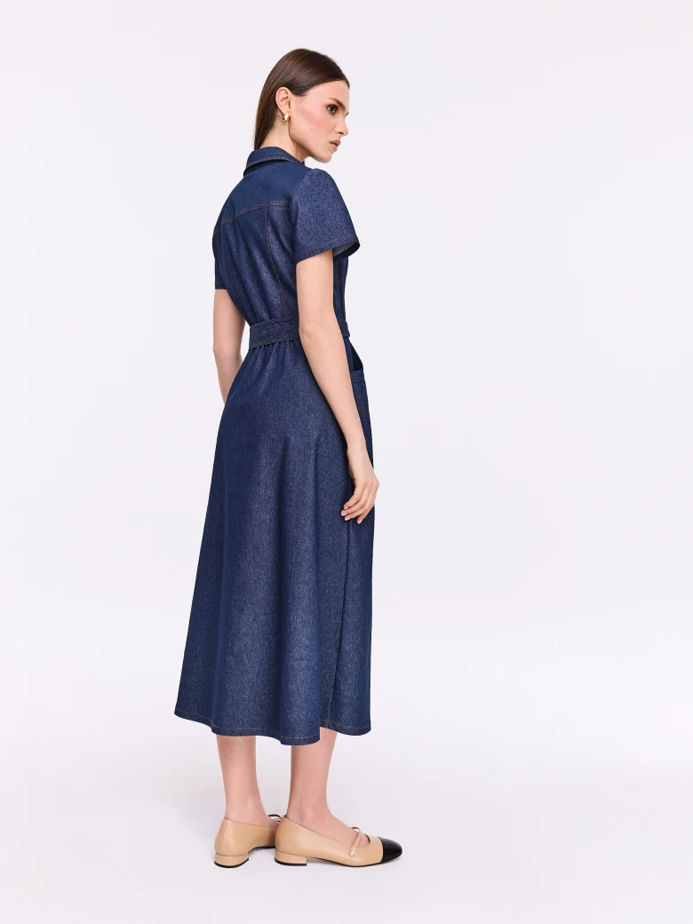 Denim dress with short sleeves