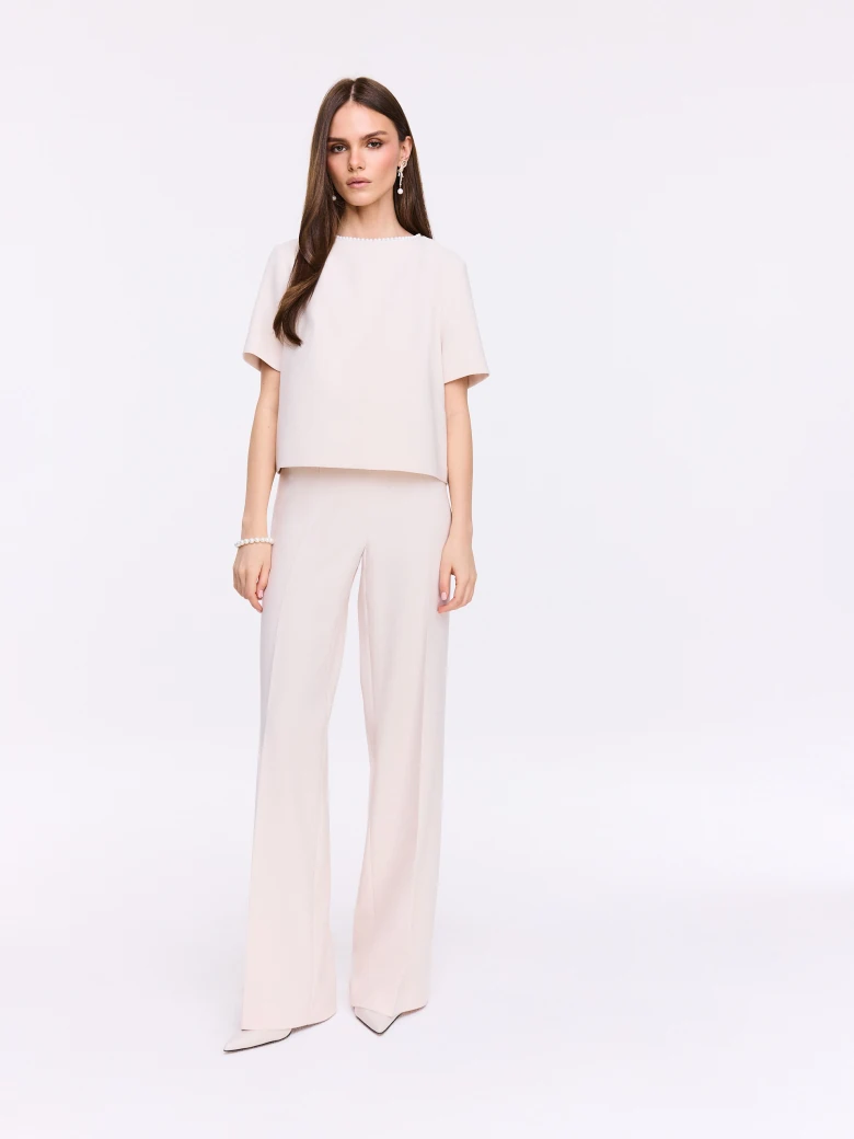 Beige wide-leg pants