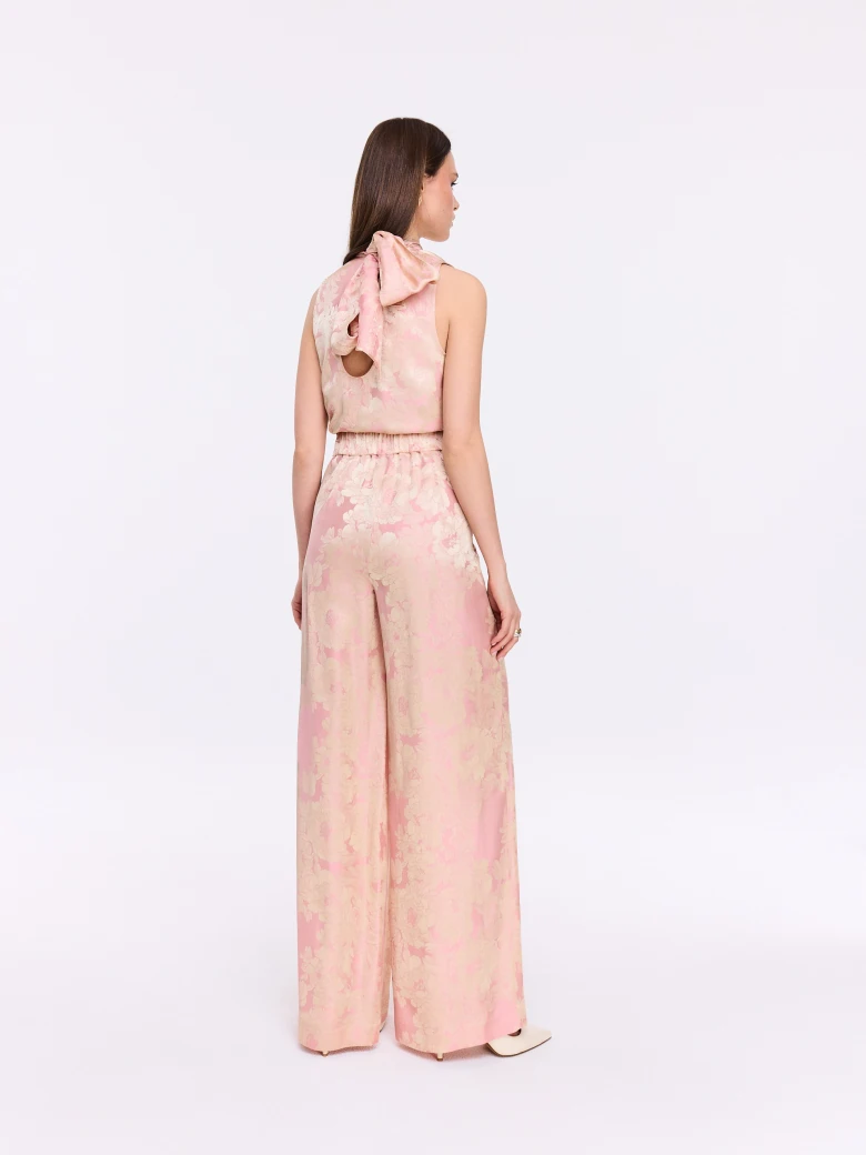 Elegant satin pants with floral print