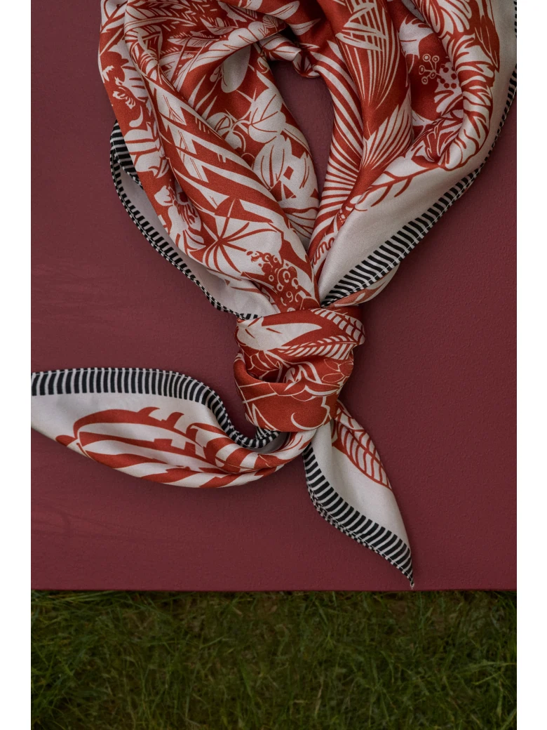 A silk scarf with floral patterns