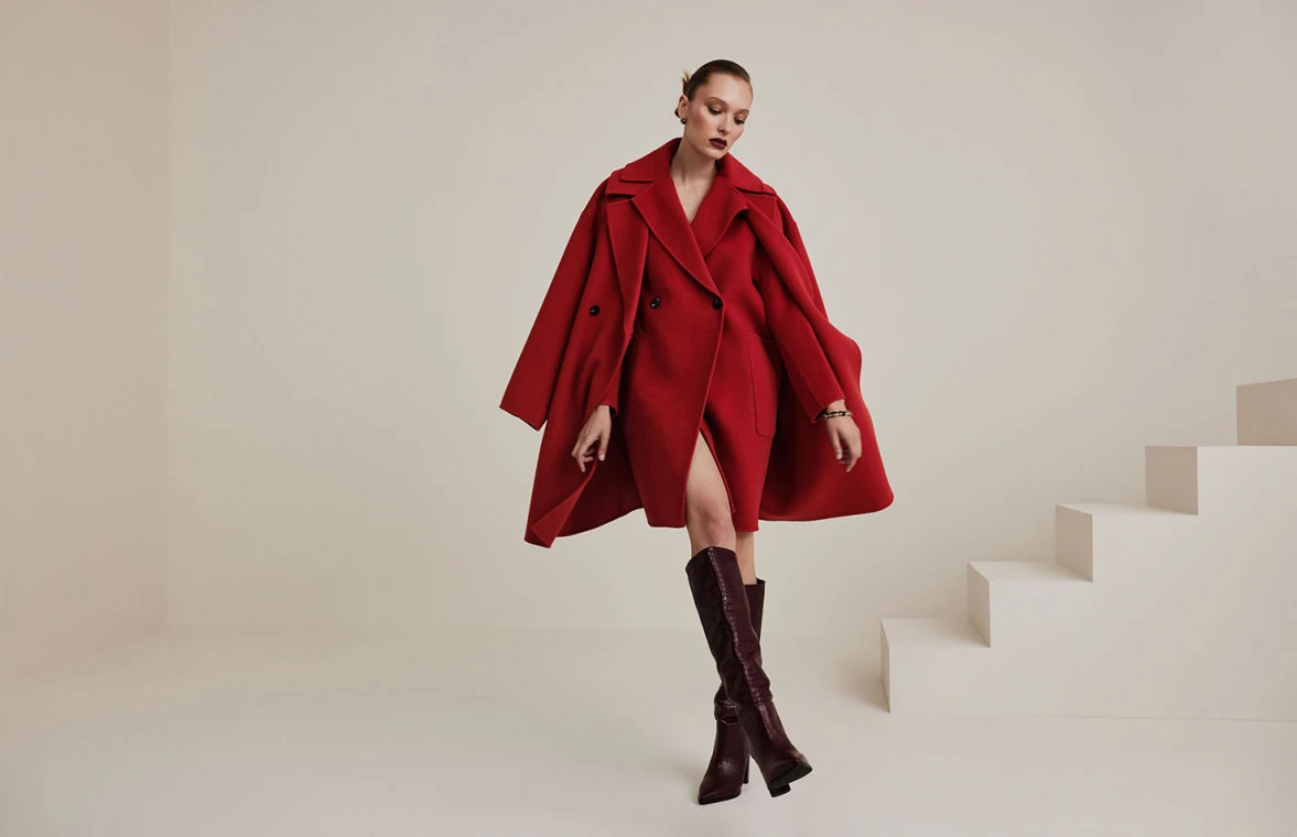 Wool red double face coat
