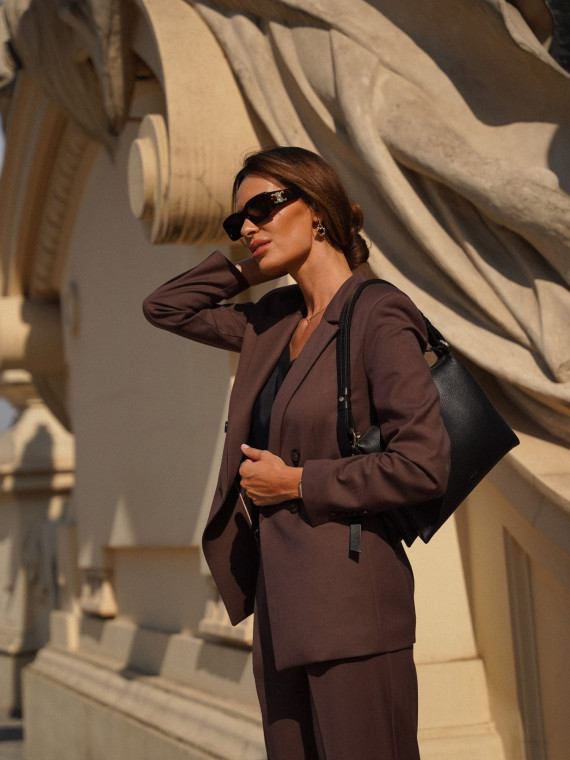 Double-breasted brown jacket