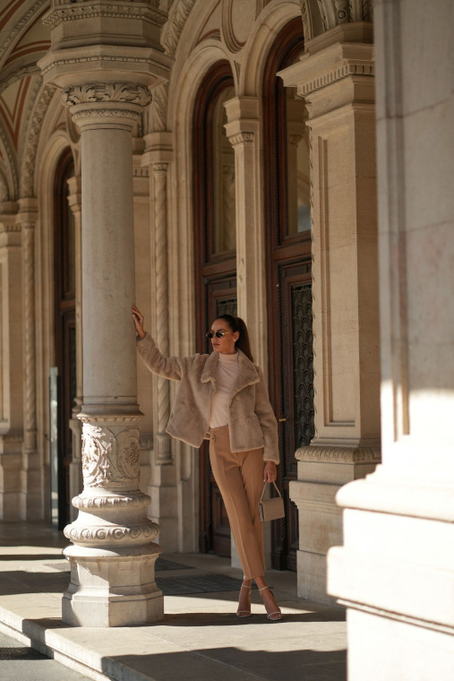 Beige imitation fur jacket