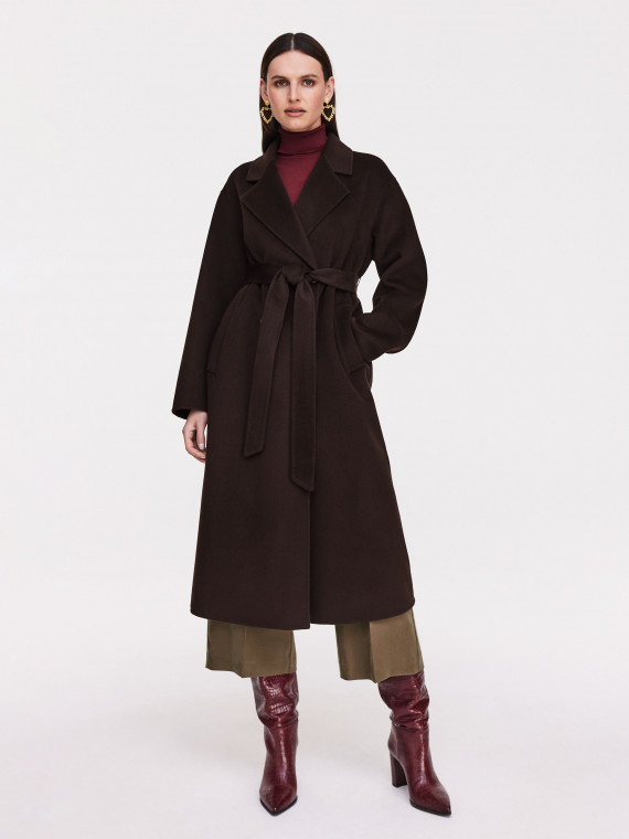 Brown wool double face coat