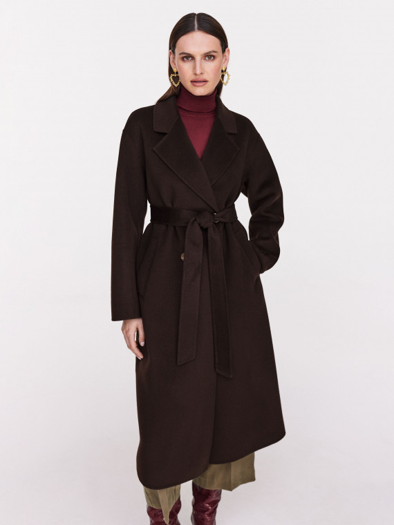 Brown wool double face coat