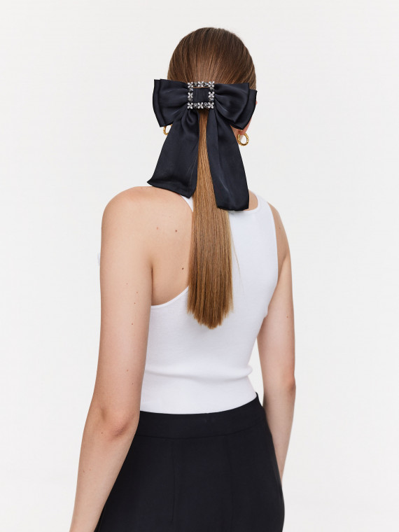 Black bow with decorative buckle