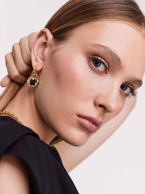 Elegant gold-plated earrings with heart-shaped pendants