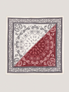 A silk scarf with a paisley pattern