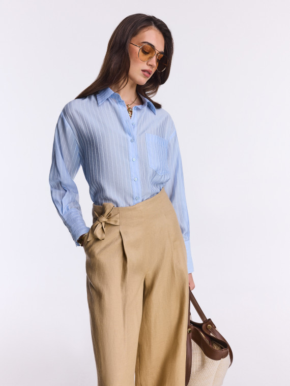 Light blue ribbed collared shirt
