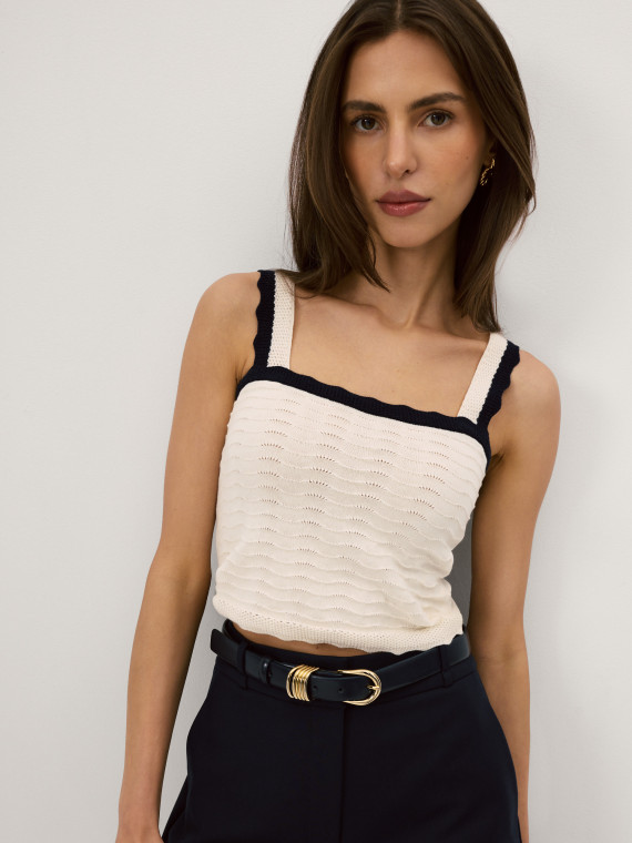 Knitted top with openwork details