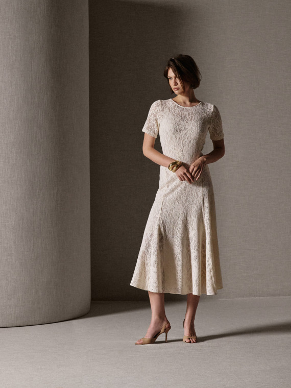 An ecru lace dress