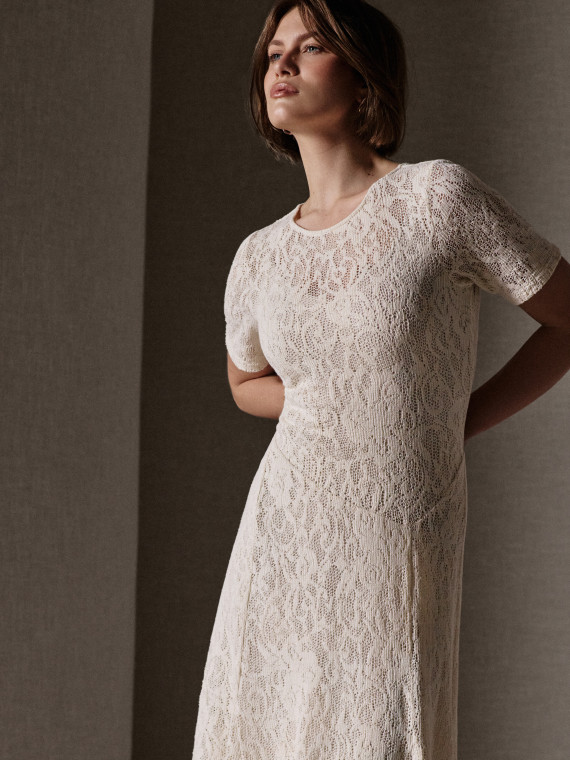 An ecru lace dress