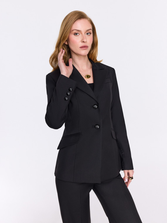 Black classic jacket with a fitted cut