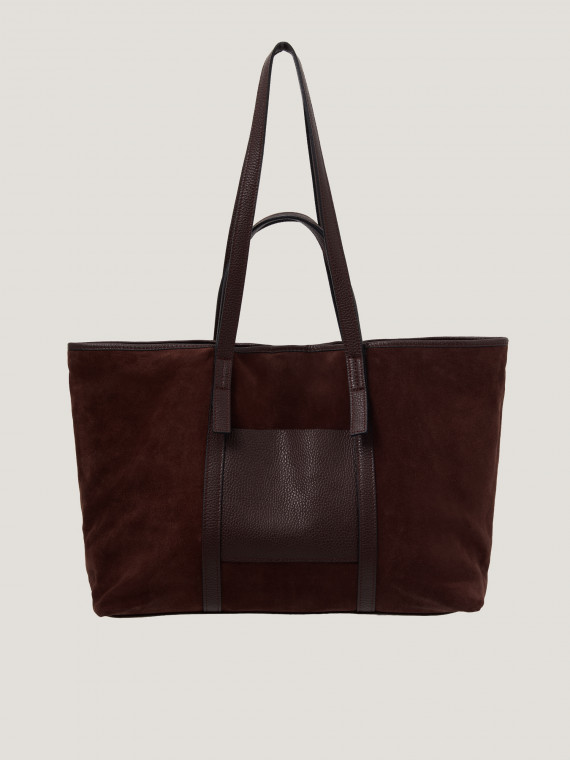 A burgundy natural leather shopper bag