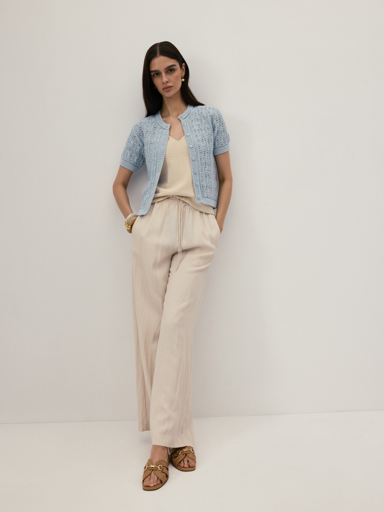 Openwork cardigan with short sleeves