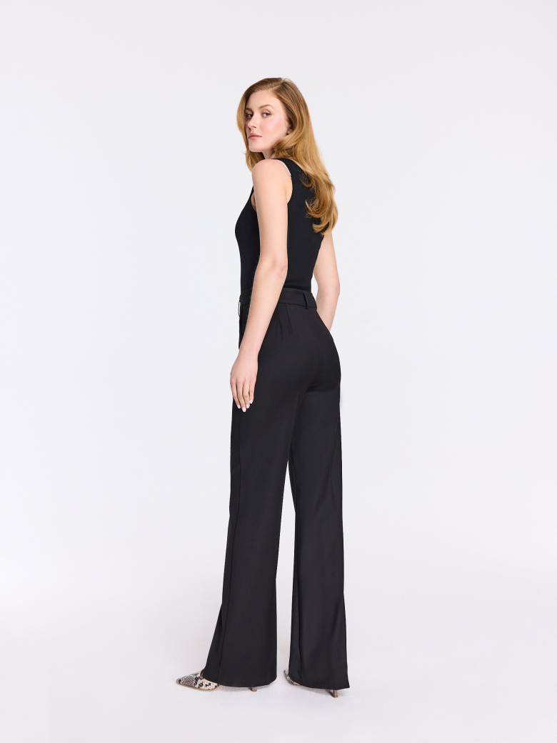 Black elegant wide-leg pants